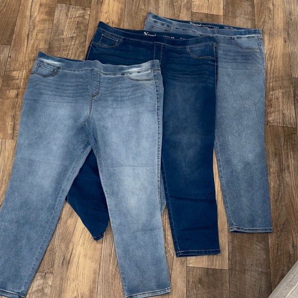 Natural Reflections Women's Ankle Jeans - Light Blue and Dark Blue - Picture 1 of 1